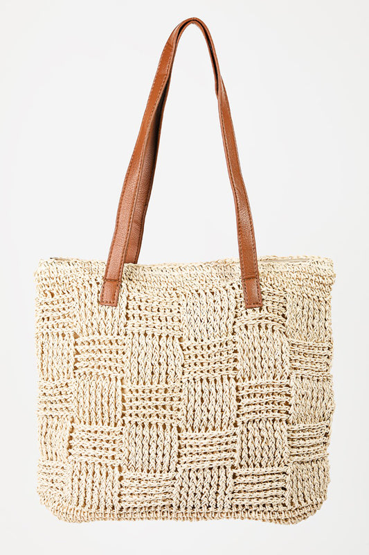 Fame Braided Leather Strap Tote Bag