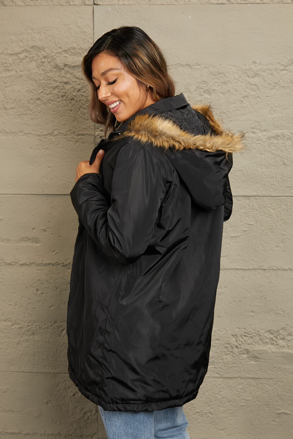 Faux Fur Hooded Puffer Coat