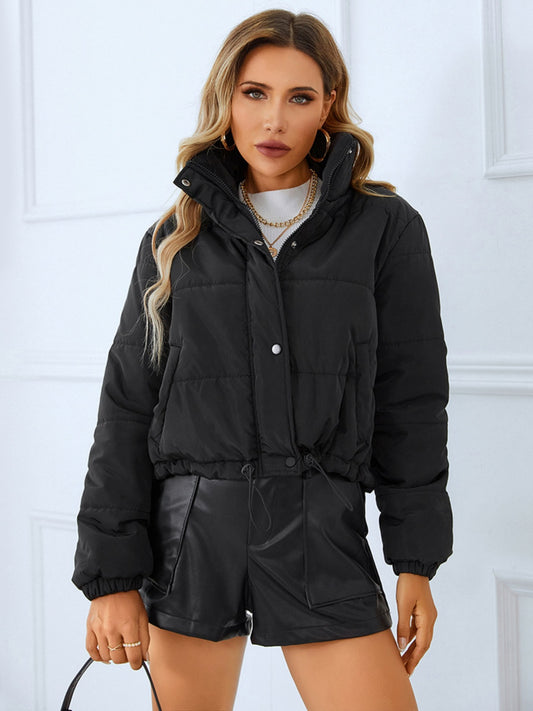 Snap & Zip Cropped Winter Coat