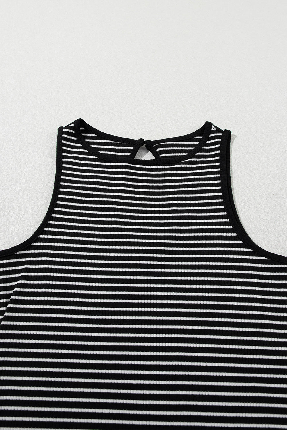 Black Striped Ribbed Sleeveless Top