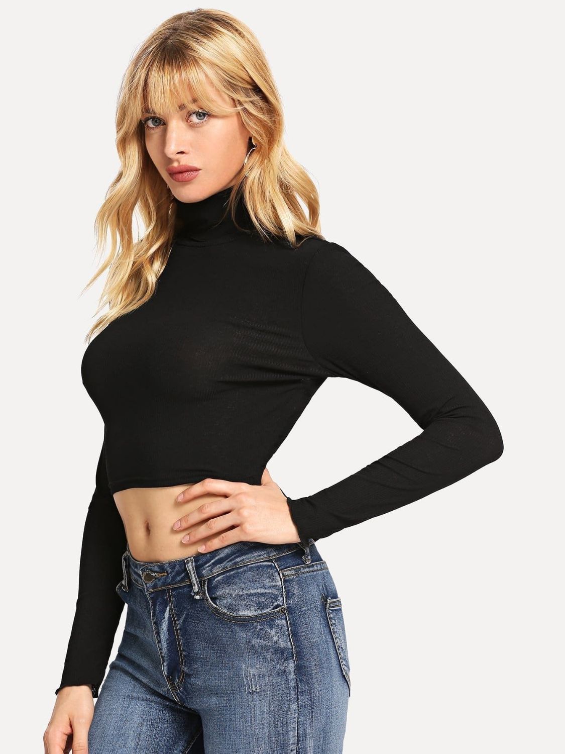 Backless Cropped Turtleneck