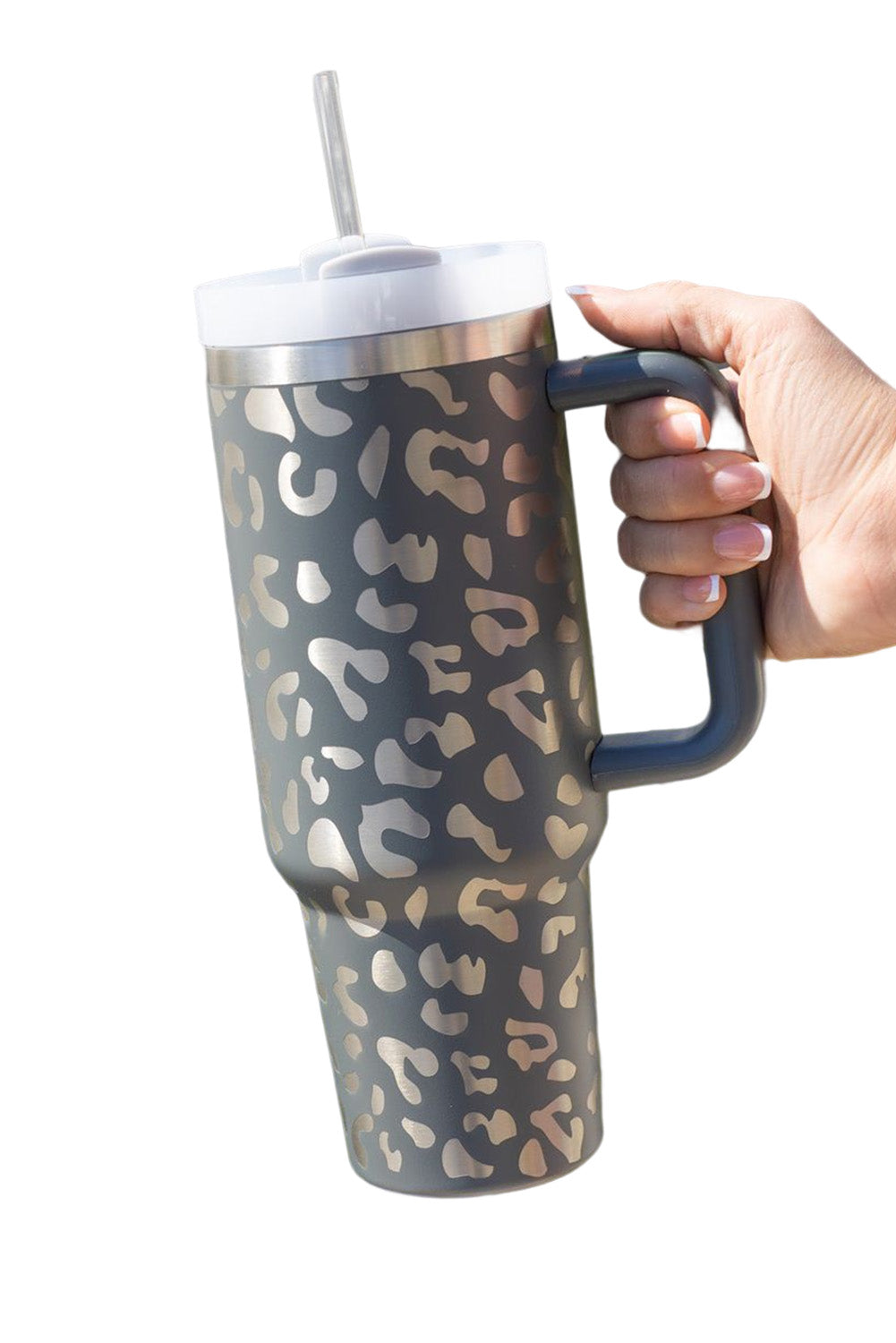 Gray Leopard Print Tumbler 40oz