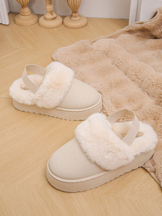 Faux Fur Platform Slippers