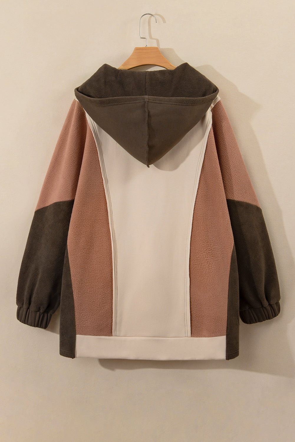 Plus Size Brown Colorblock Hoodie