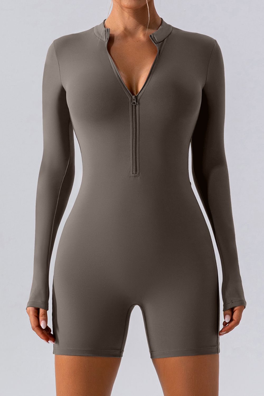 Half-Zip Long Sleeve Active Romper