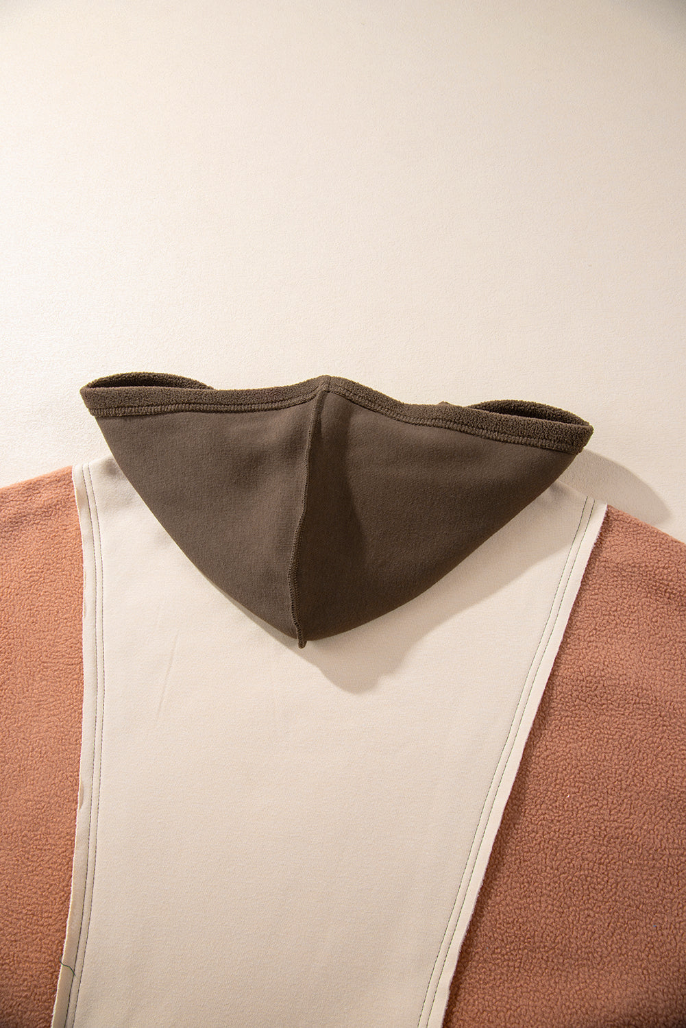 Plus Size Brown Colorblock Hoodie