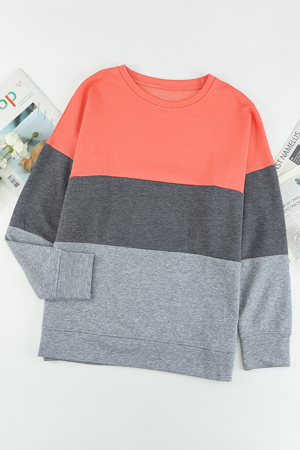 Plus Size Colorblock Crewneck