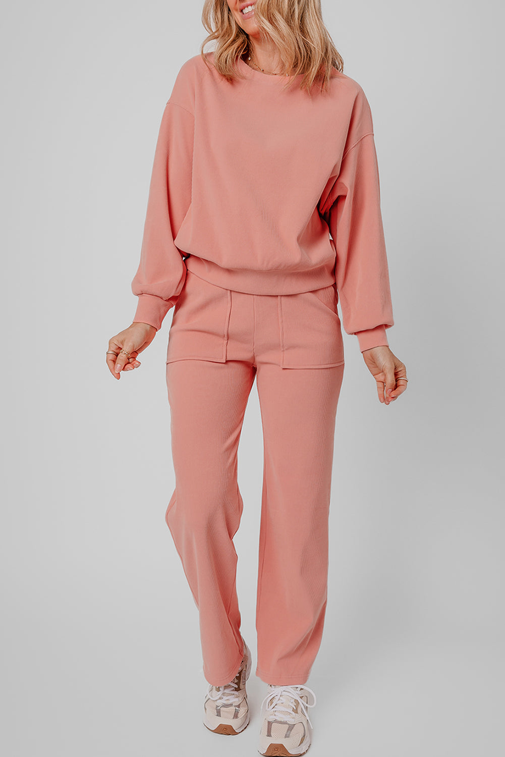 Blossom Ribbed Knit Two-Piece Lounge Set