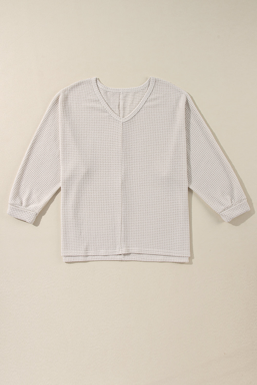 Waffle Knit Slits Loose Fit Top