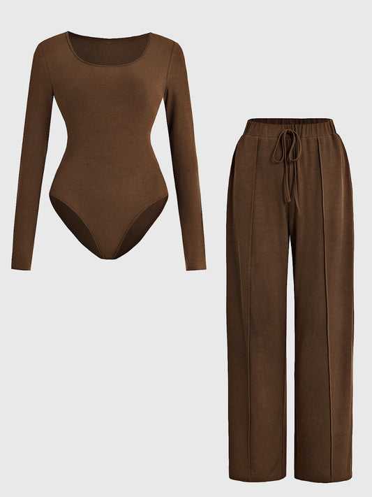 Long Sleeve Bodysuit & Tied Pants Set