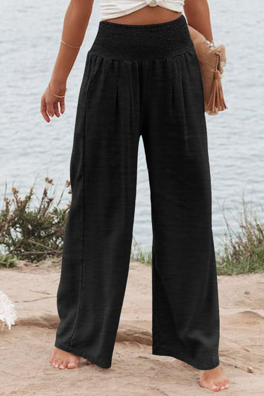 Plus Size Shirred High Waist Pants