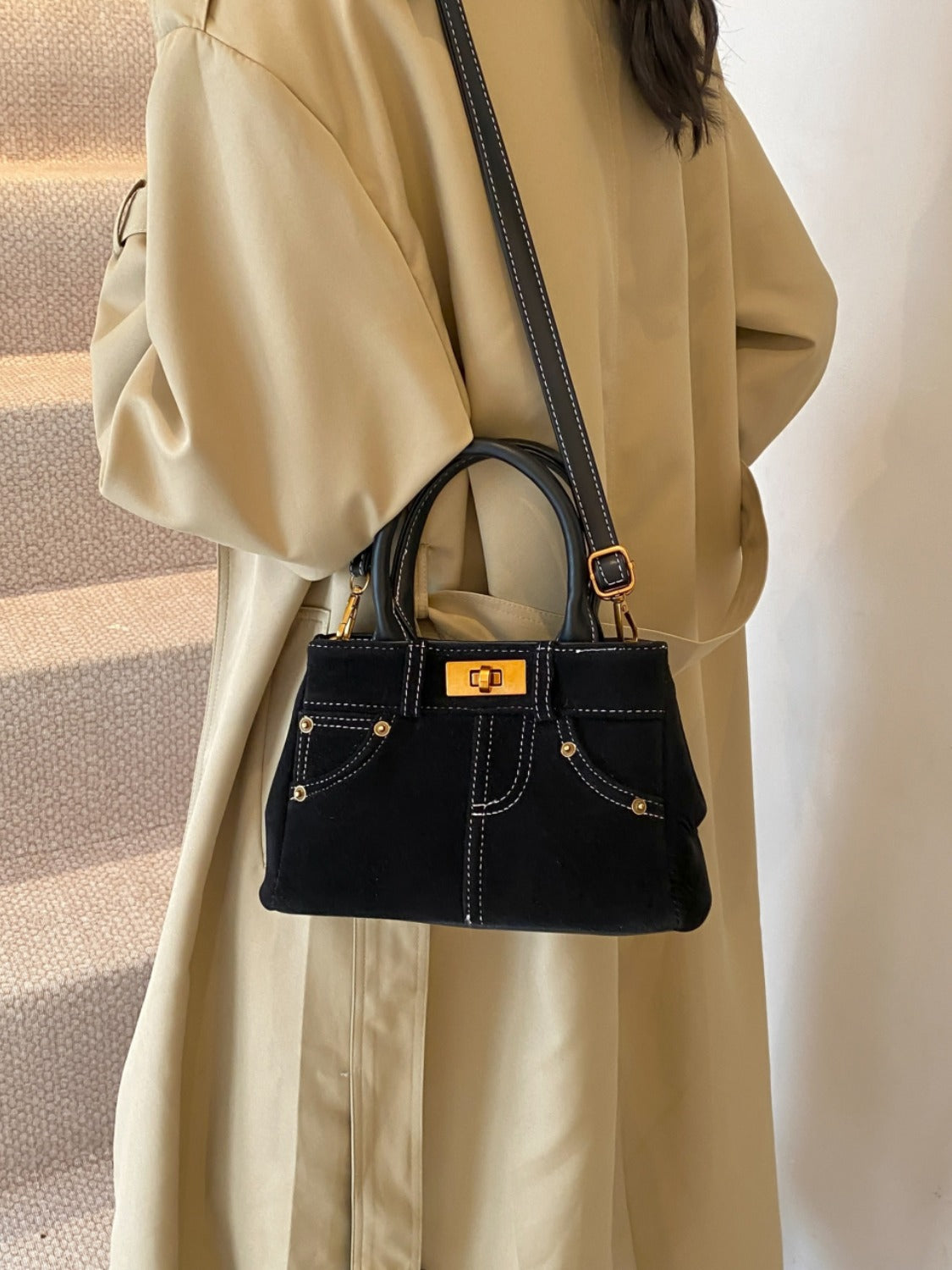 Suede Double-Use Handbag