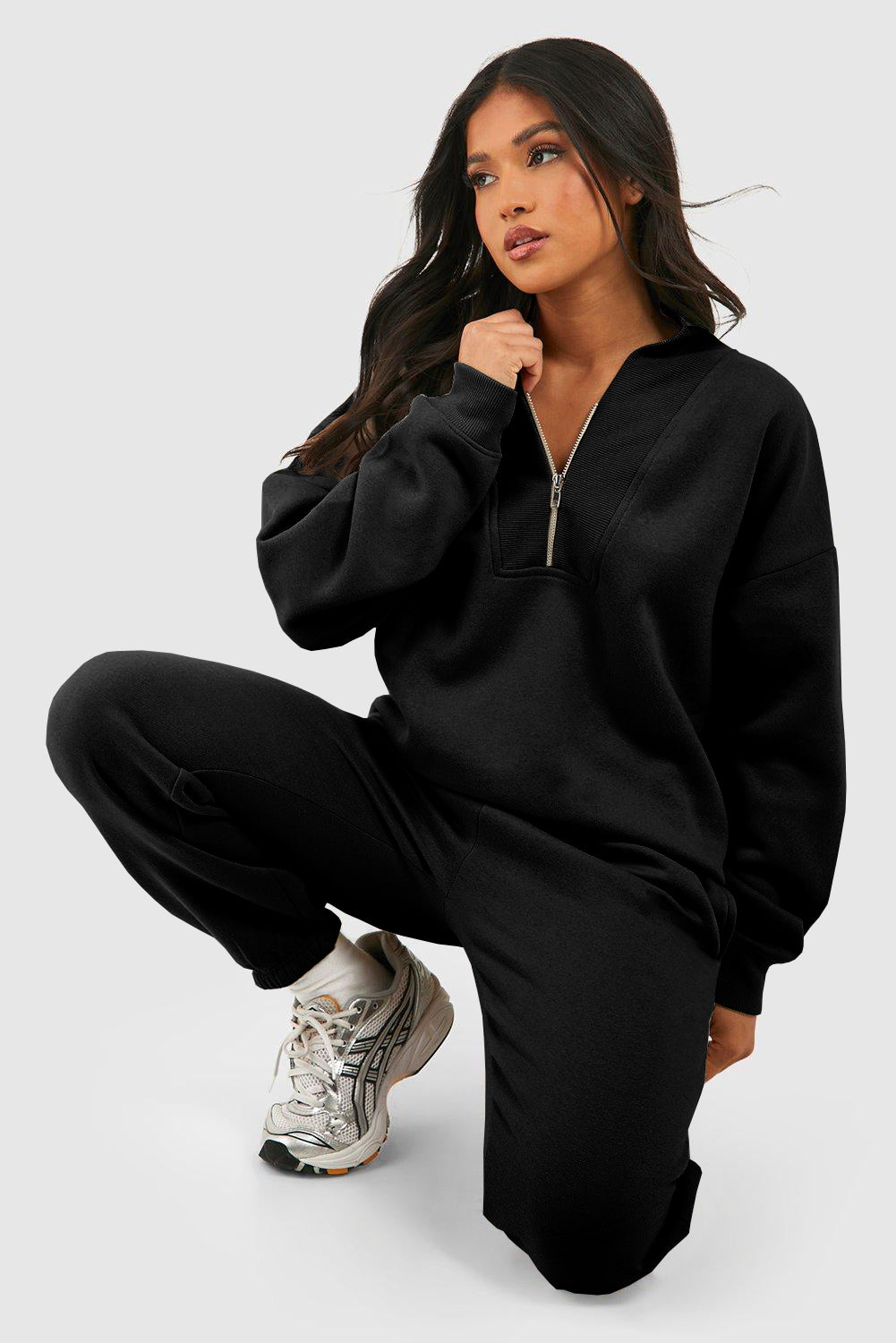 Half-Zip Ribbed Loose Tracksuit