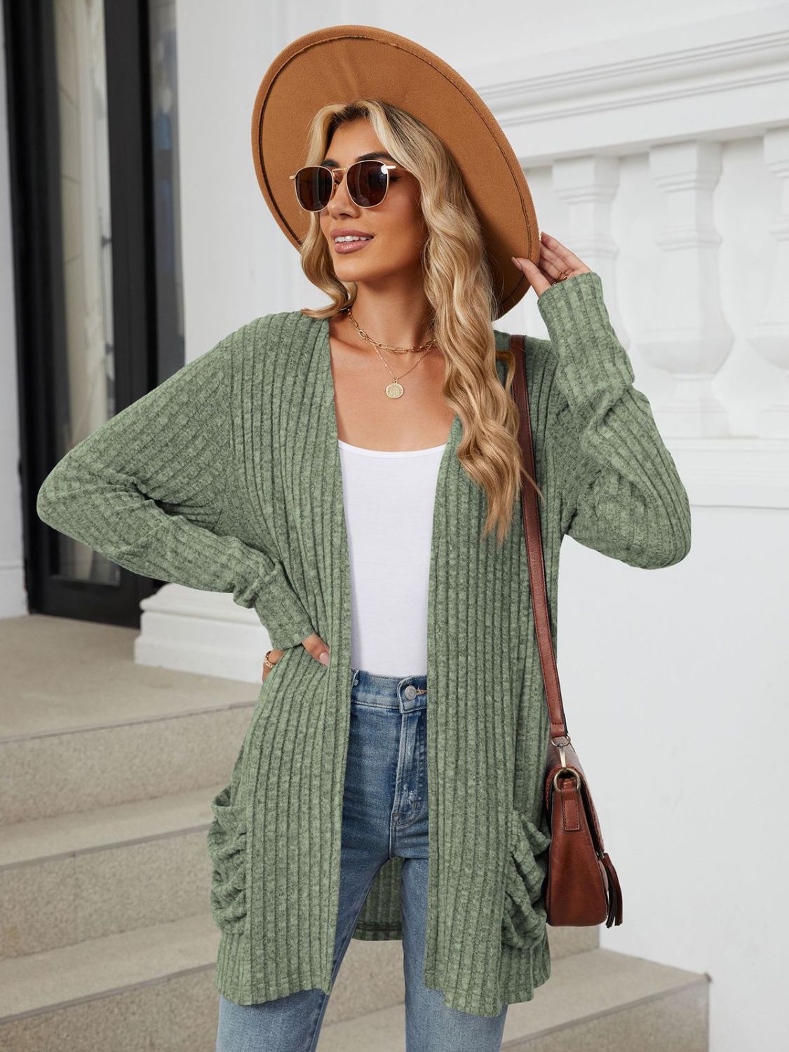 Open Front Long Sleeve Cardigan