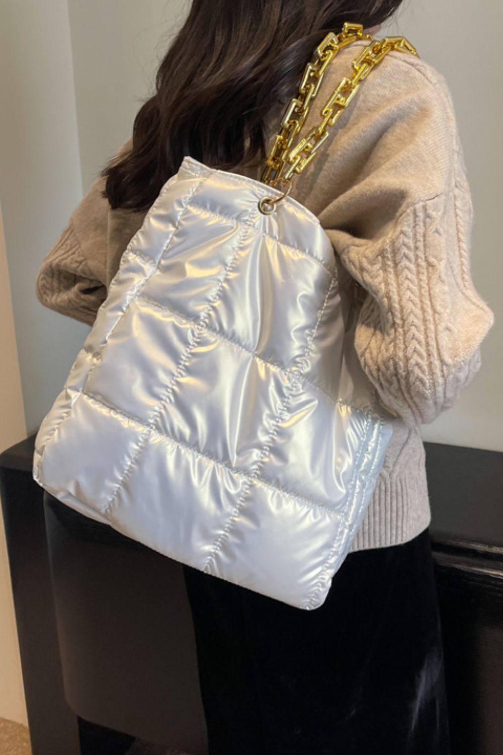 Bubble Texture Chain Shoulder Bag