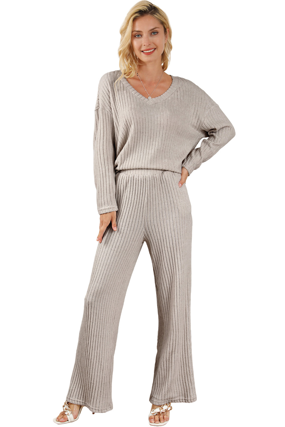 Ribbed Knit Slouchy Two-Piece Set