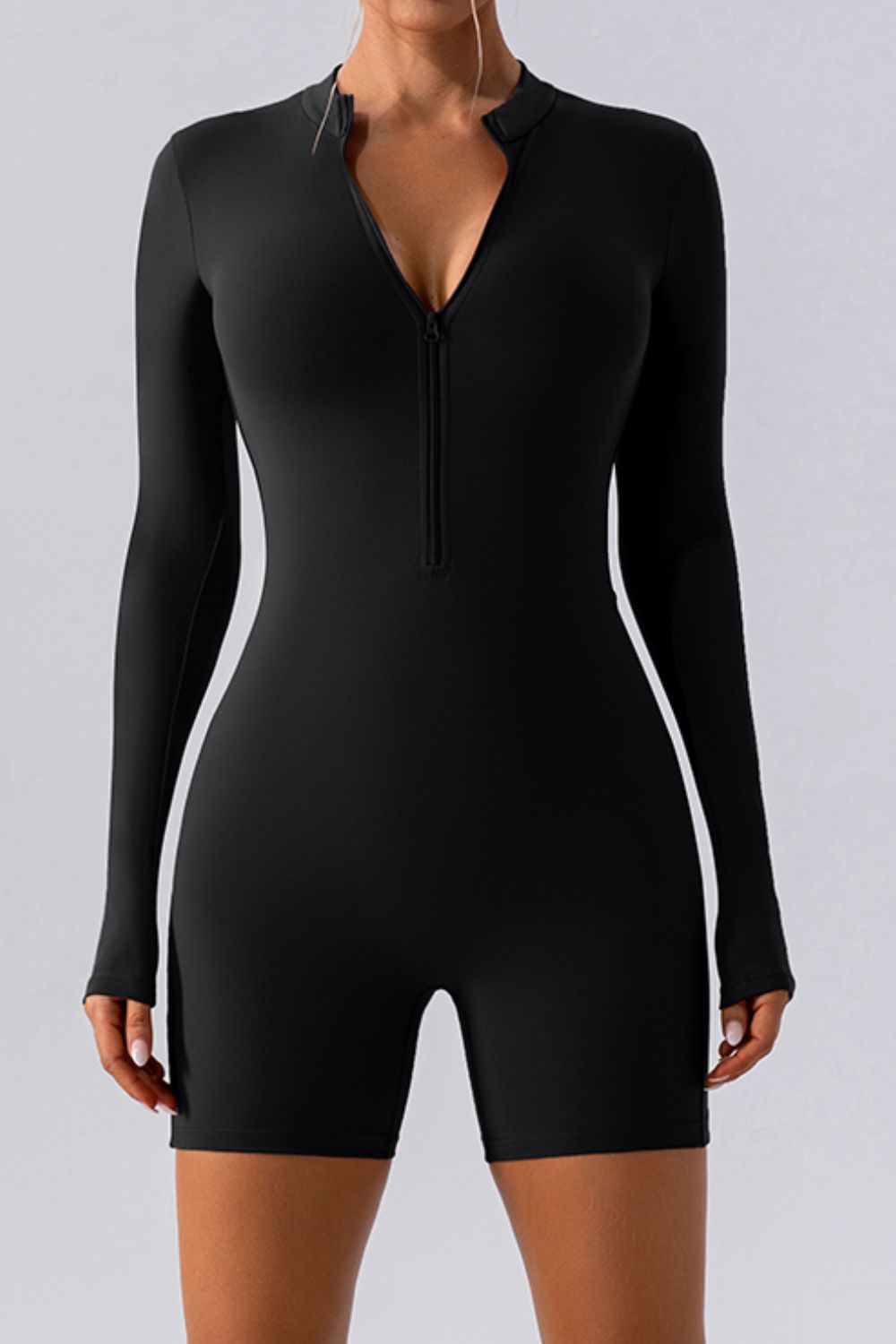 Half-Zip Long Sleeve Active Romper