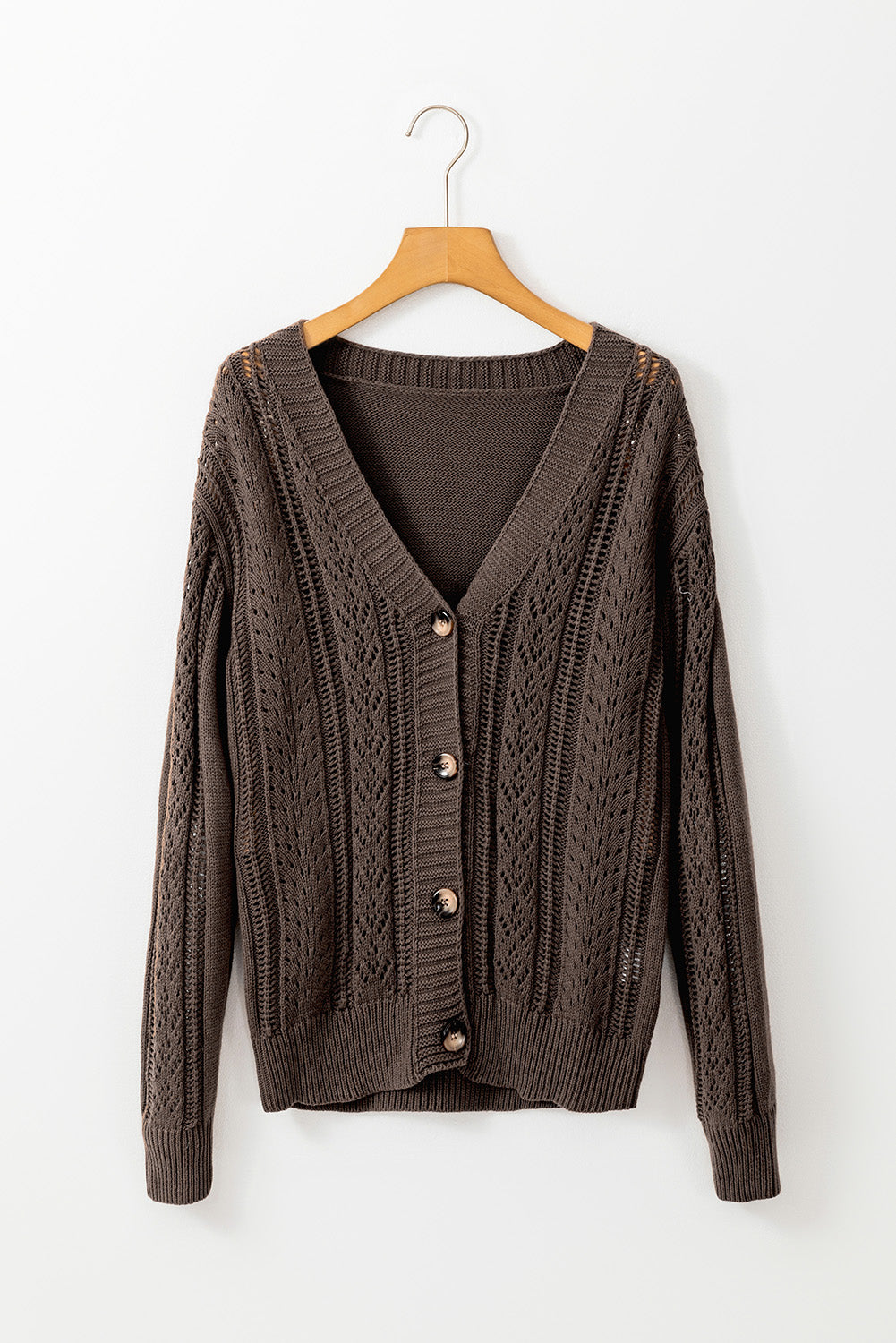 Open Knit Drop Shoulder Cardigan