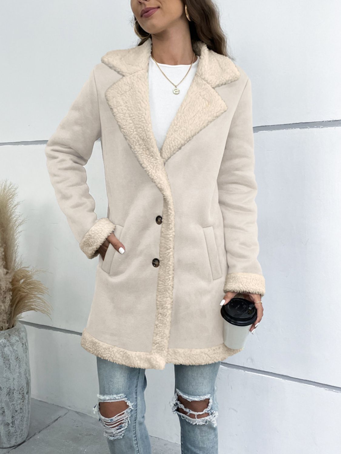 Lapel Teddy Longline Coat