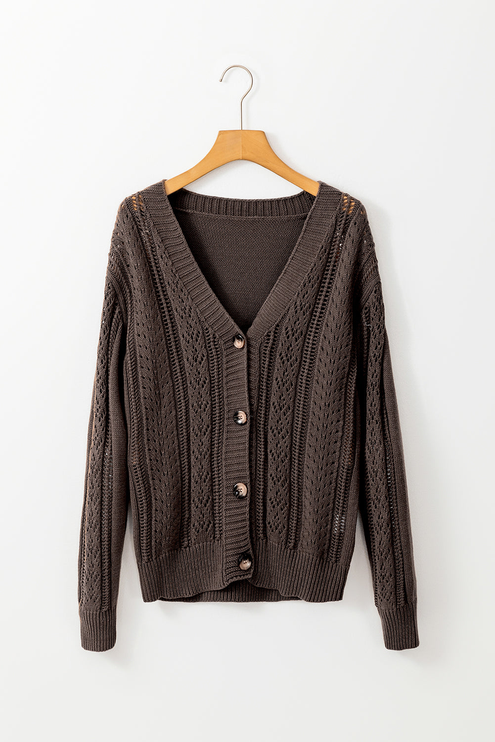 Open Knit Drop Shoulder Cardigan