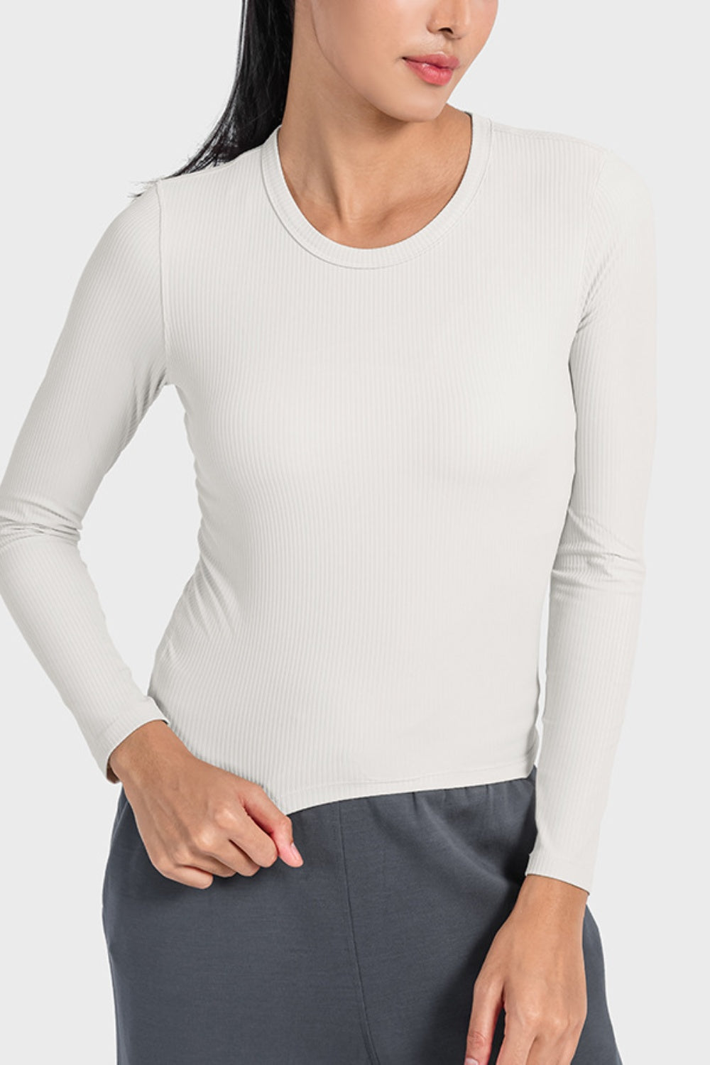 Round Neck Long Sleeve Active Top