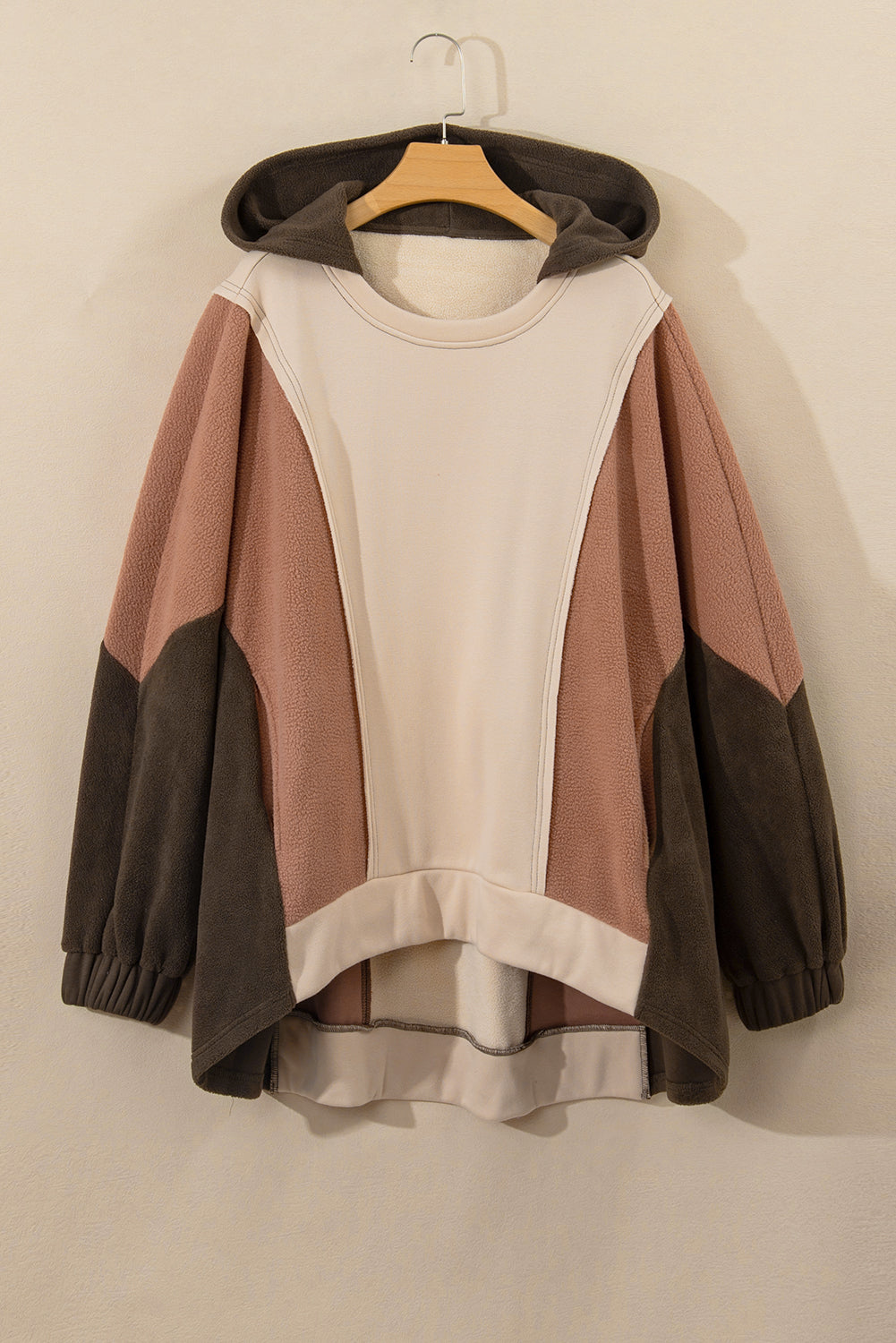 Plus Size Brown Colorblock Hoodie