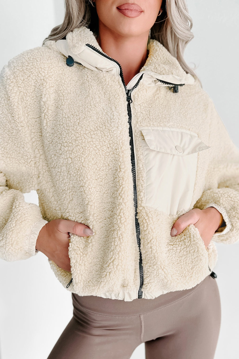 Zip-Up Sherpa Jacket w/ Removable Hood