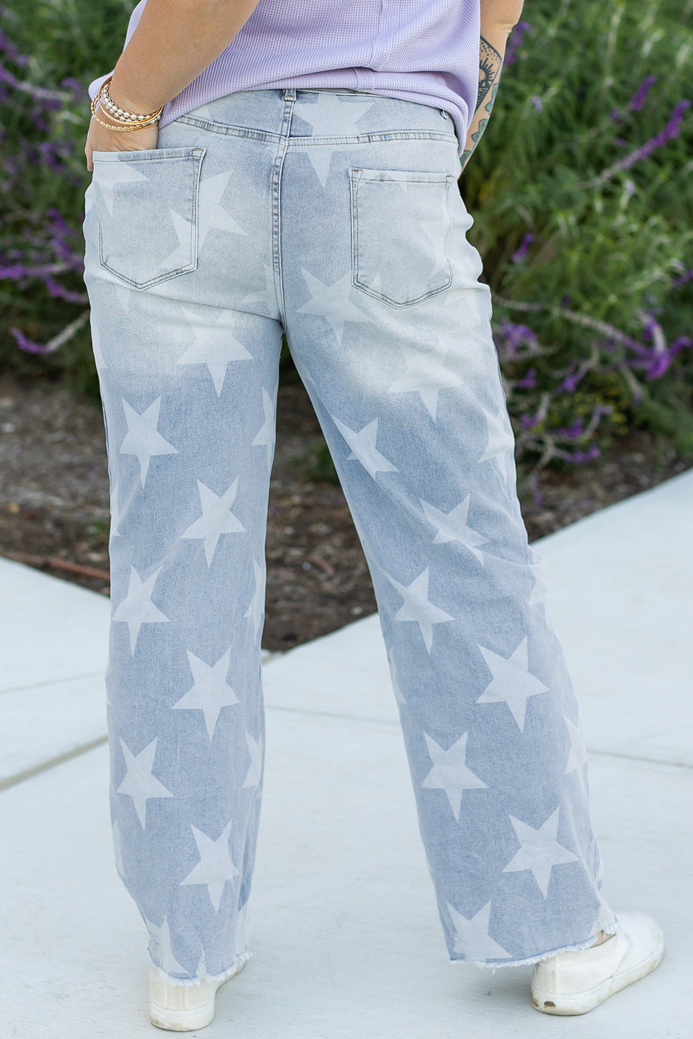 Plus Size High Waist Star Jeans