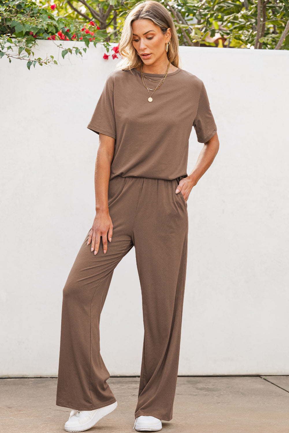 T Shirt & Wide Leg Pants Set