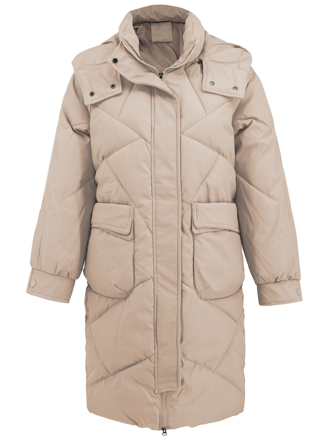 Longline Hooded Winter Coat with Pockets