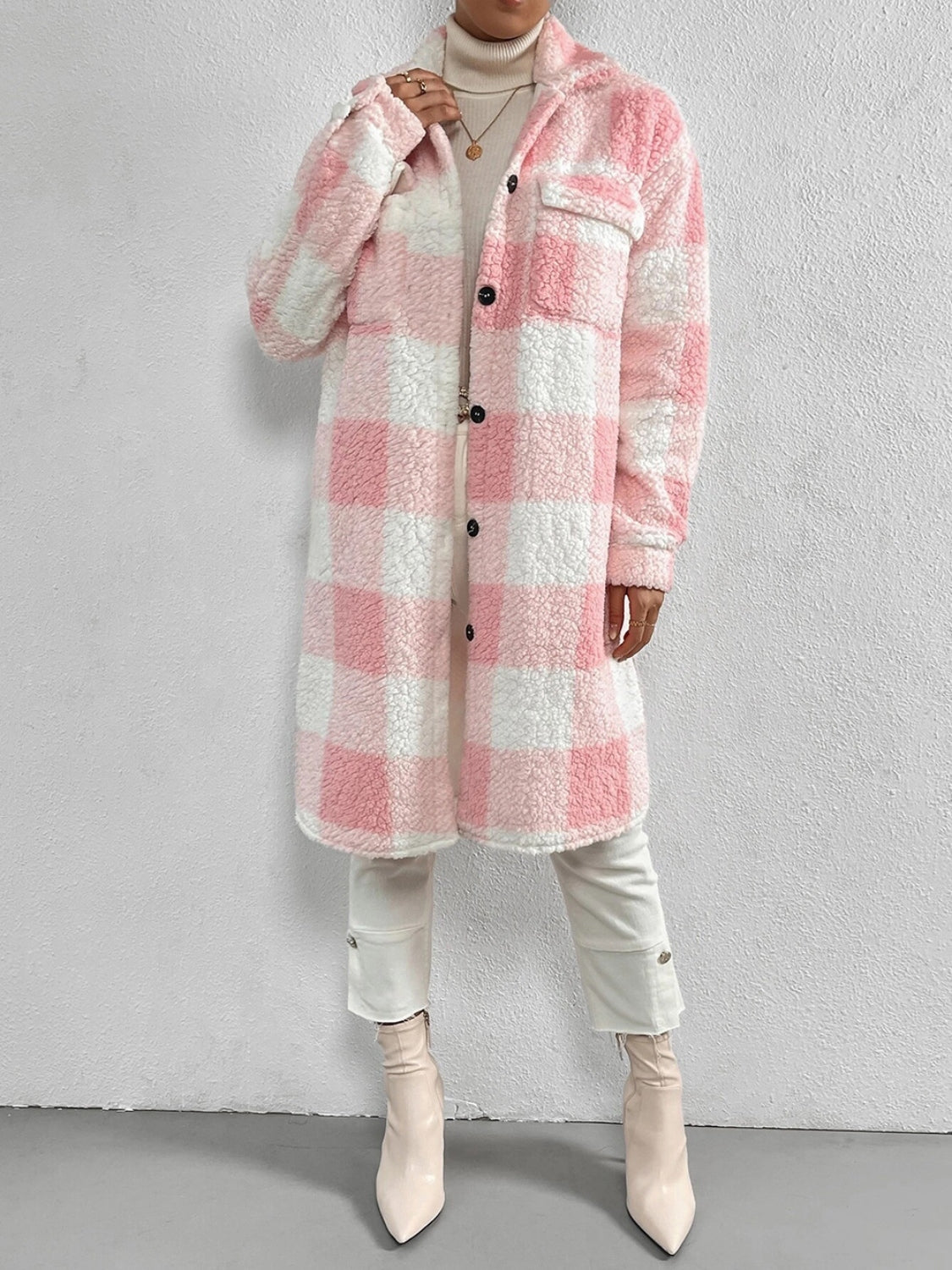 Plaid Collared Button Coat