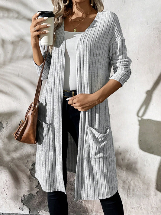 Ribbed Cardigan with Pockets