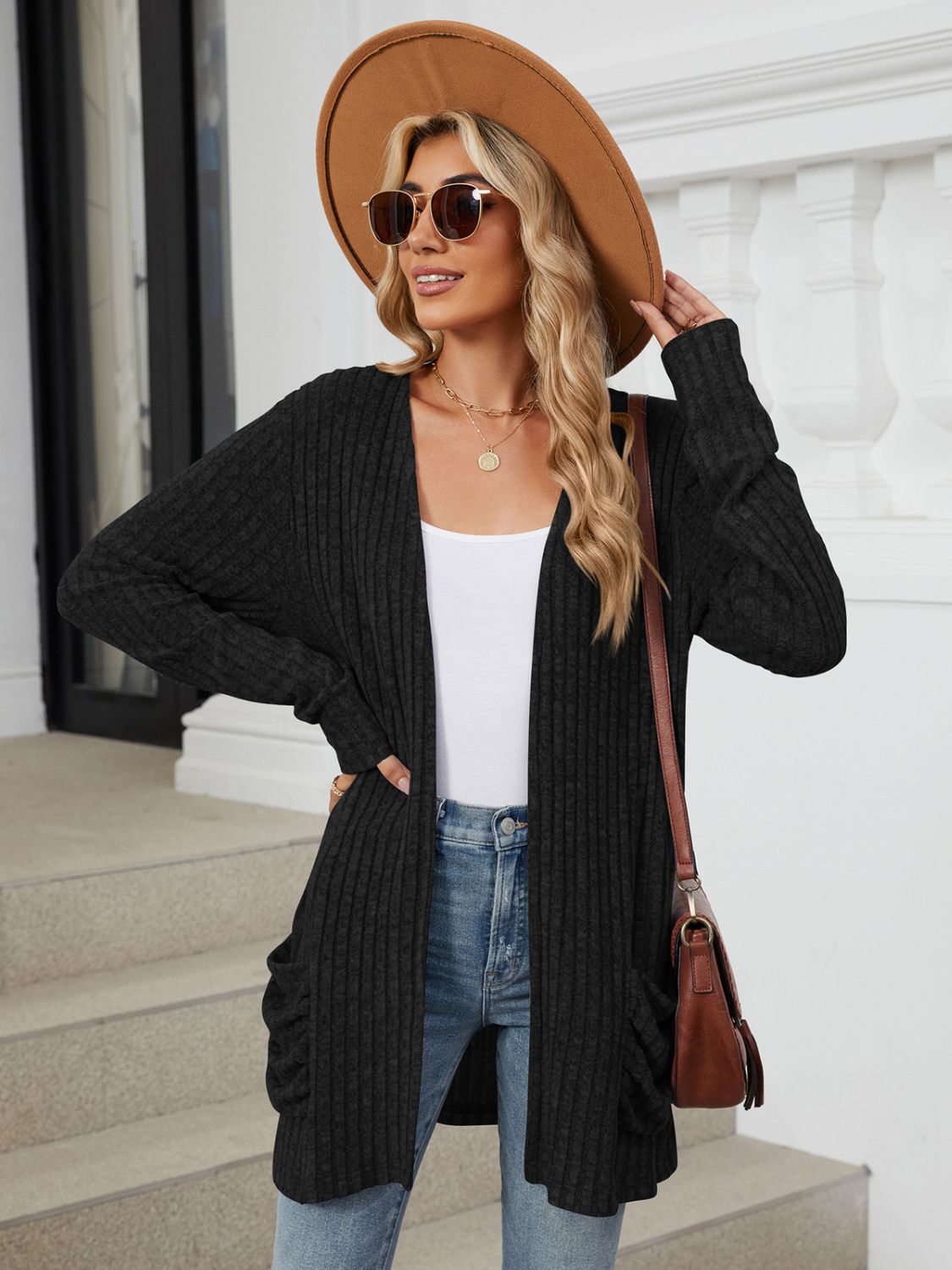 Open Front Long Sleeve Cardigan