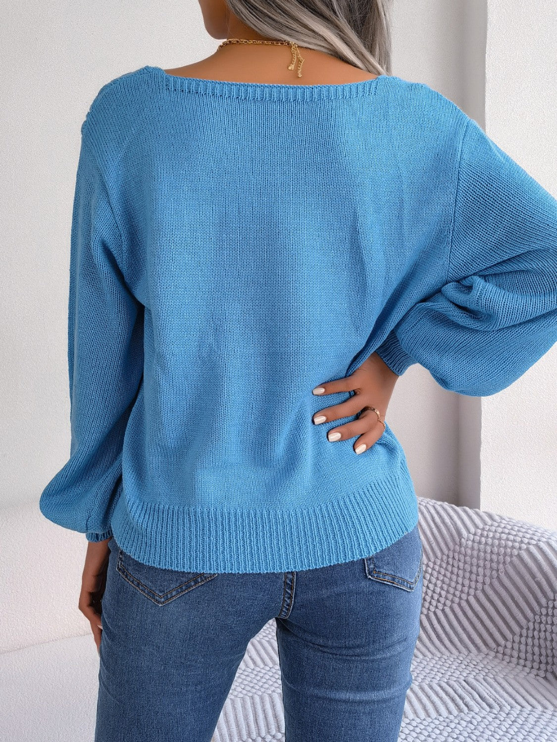 Cable-Knit Square Neck Sweater