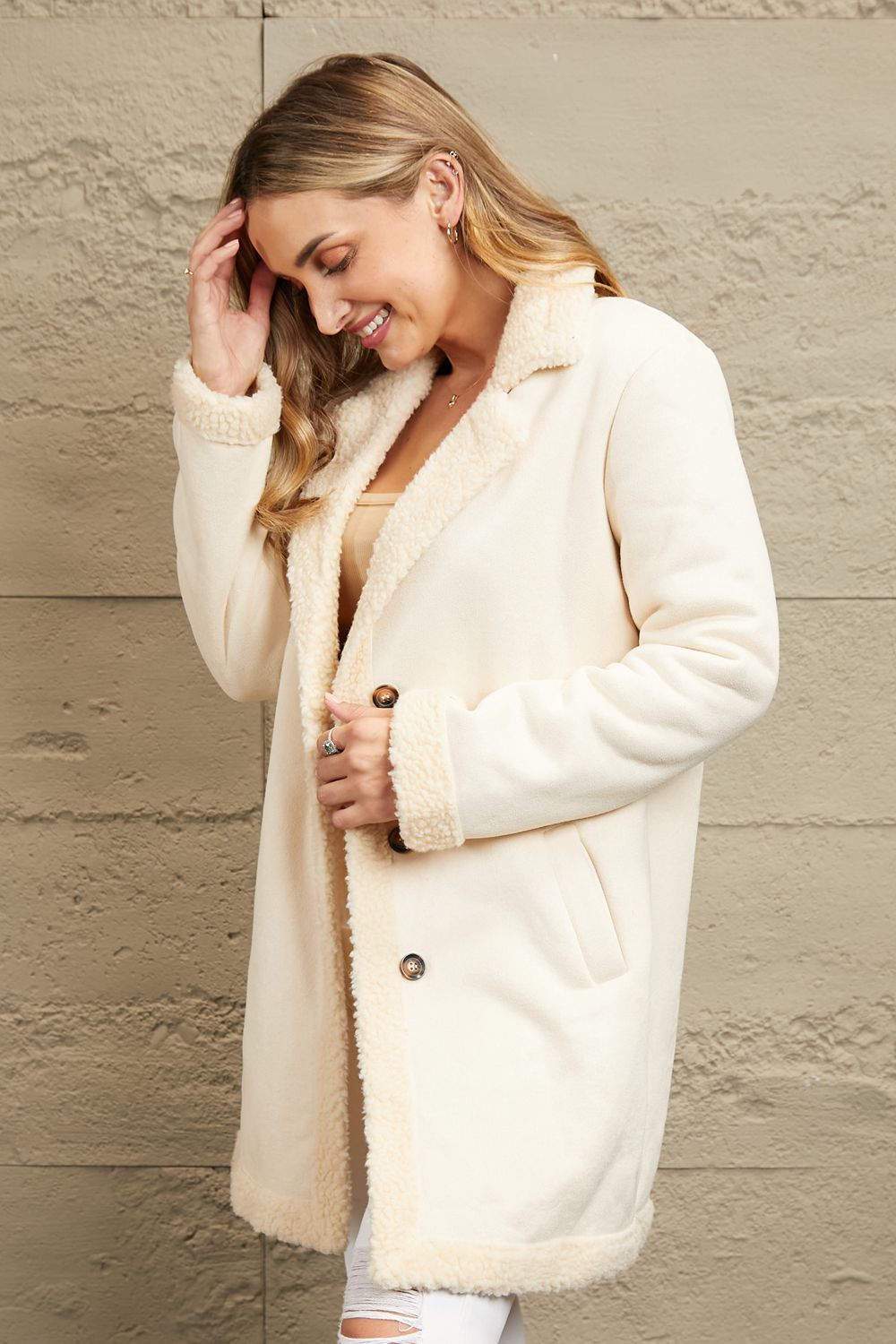 Lapel Teddy Longline Coat