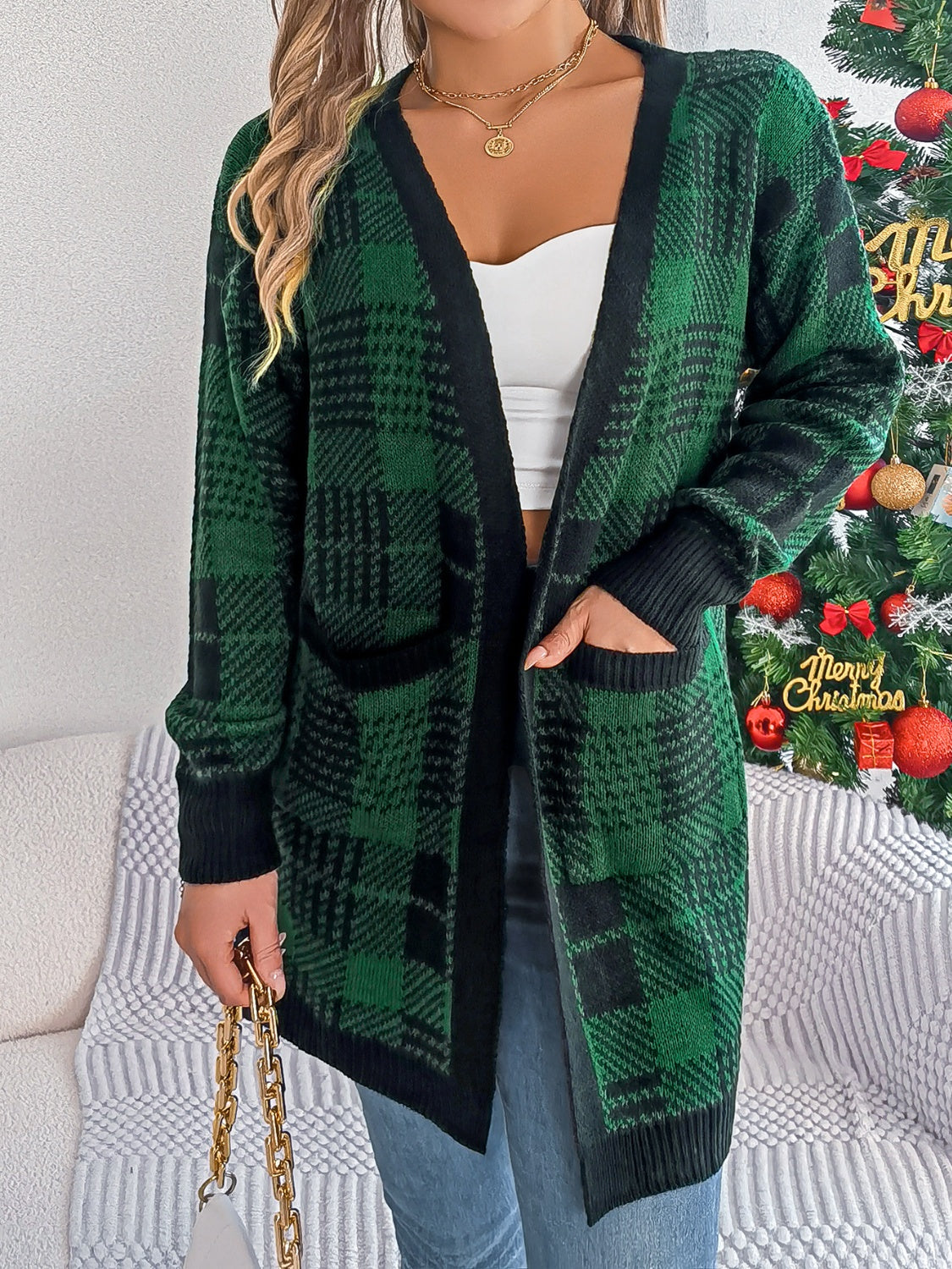 Plaid Long Sleeve Cardigan