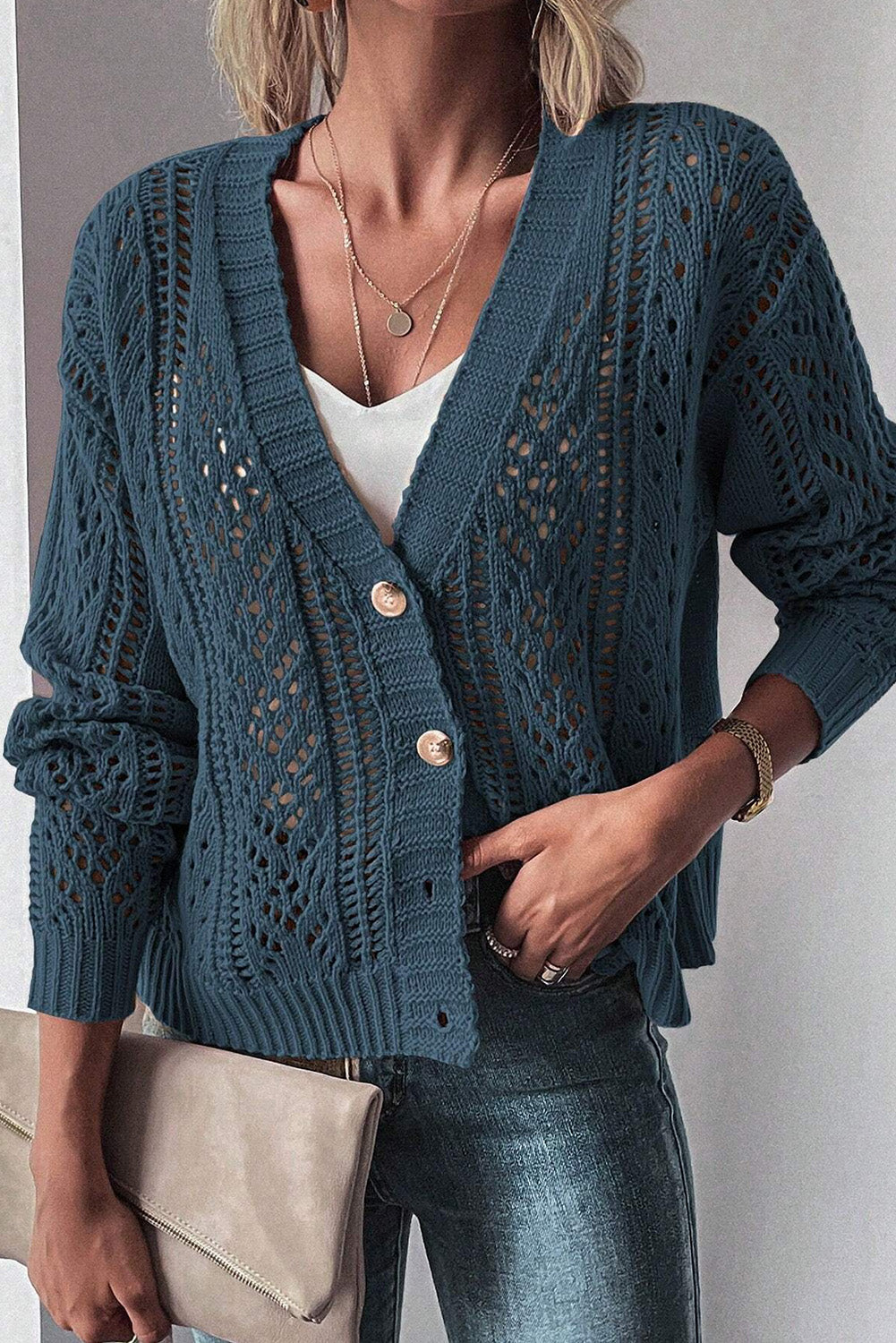 Open Knit Sweater Cardigan