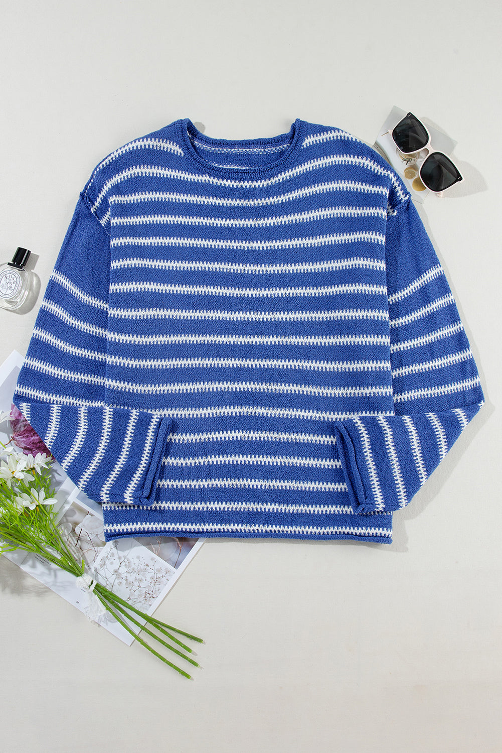 Blue Stripe Casual Sweater