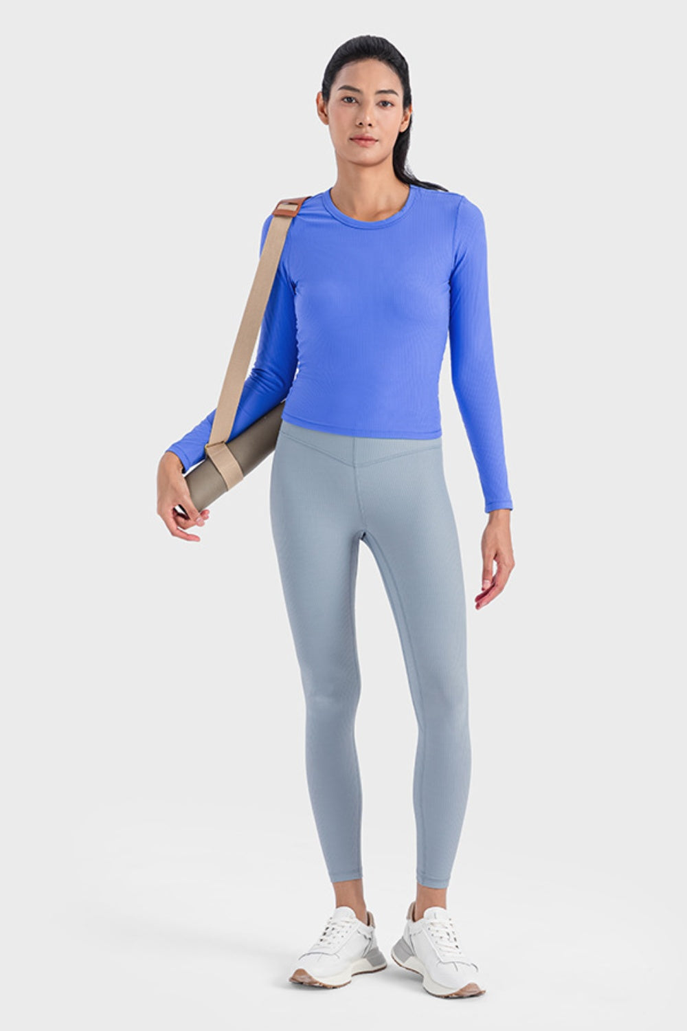 Round Neck Long Sleeve Active Top