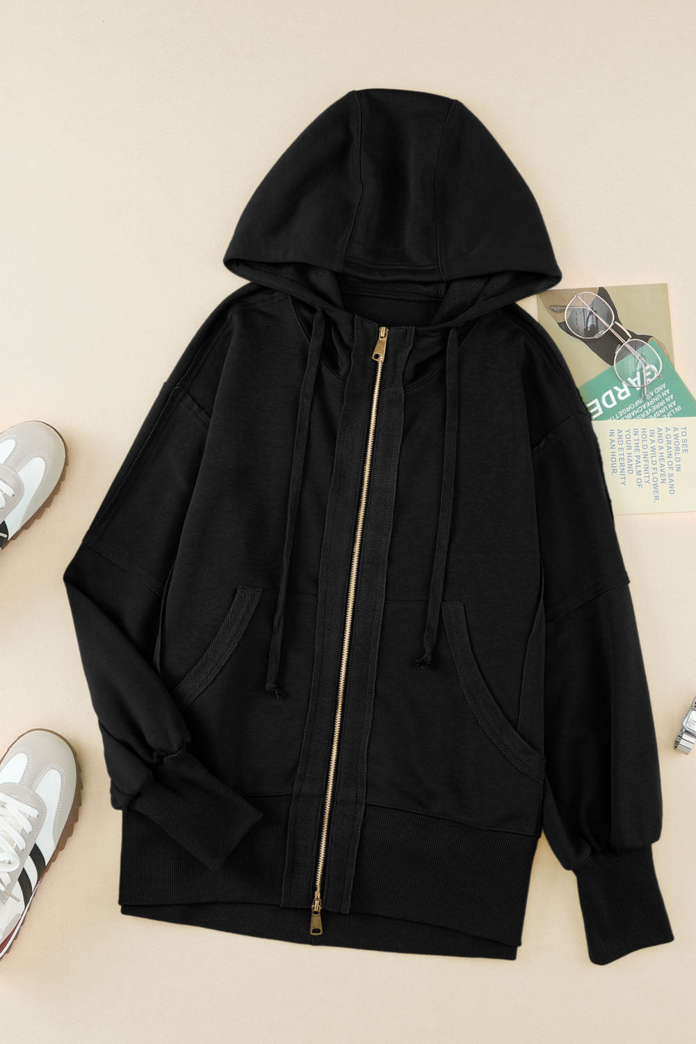 Raw Edge Full-Zip Hoodie