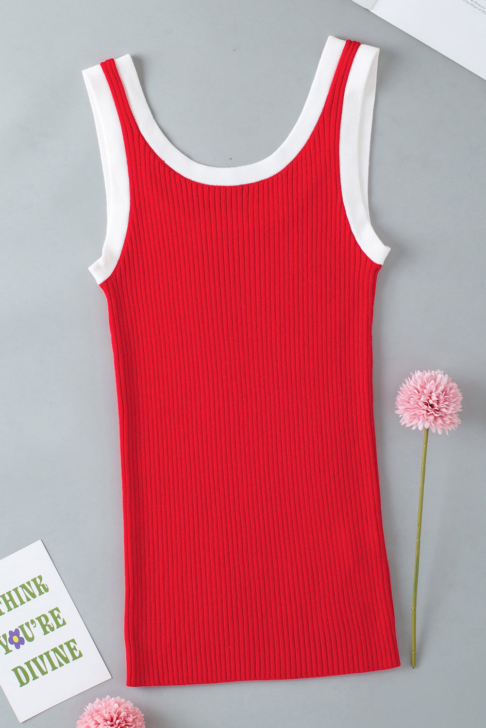 Colorblock Edge Ribbed Tank Top