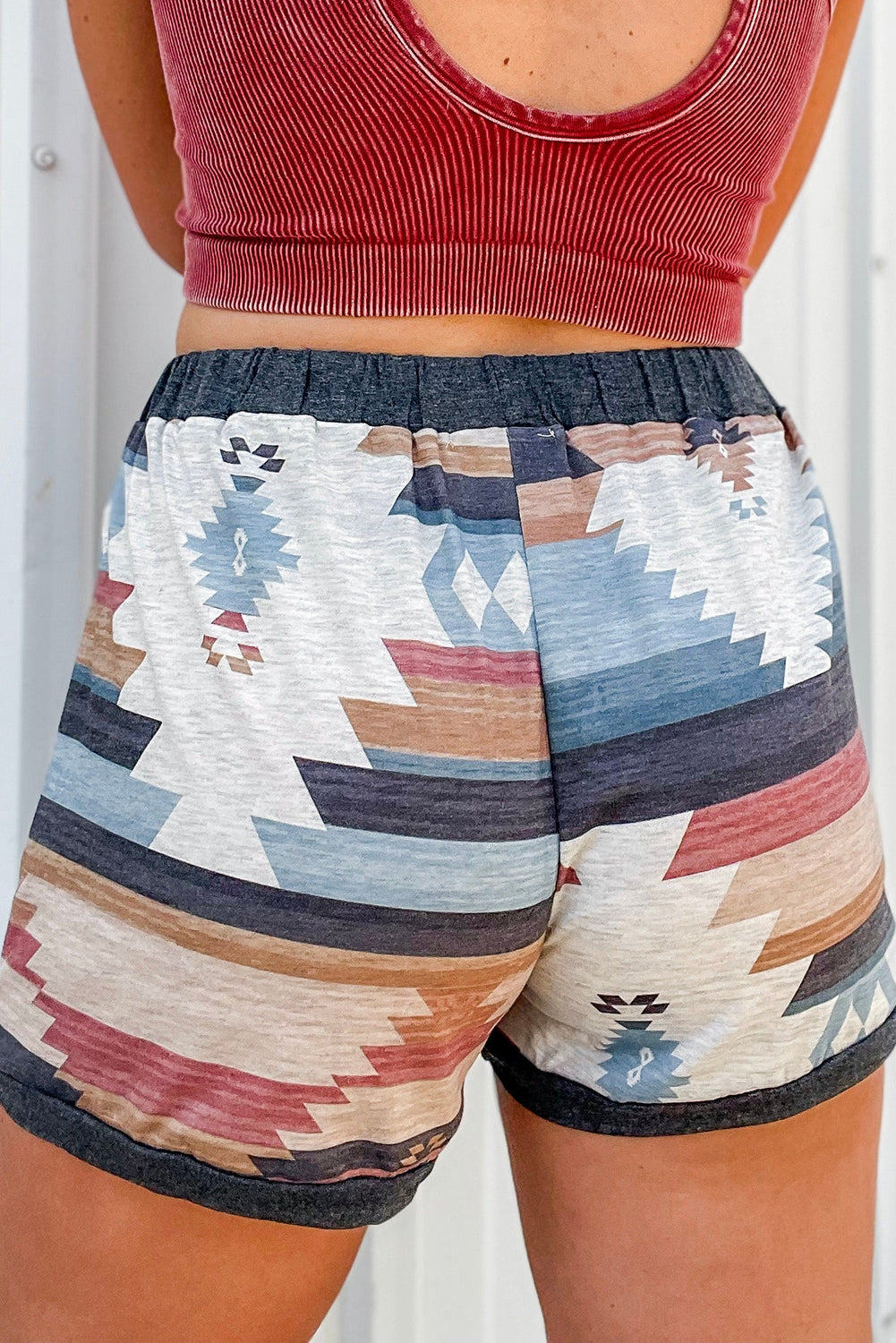 Aztec Drawstring Waist Shorts