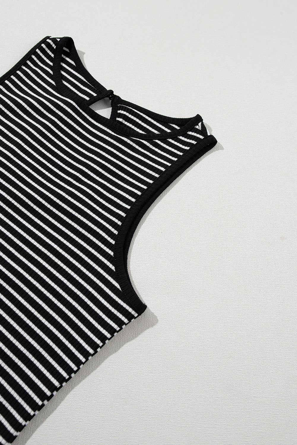 Black Striped Ribbed Sleeveless Top