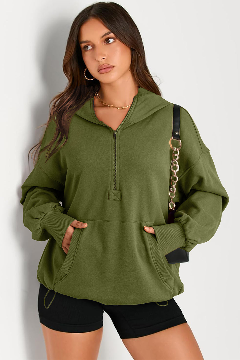 Kangaroo Half-Zip Oversized Hoodie