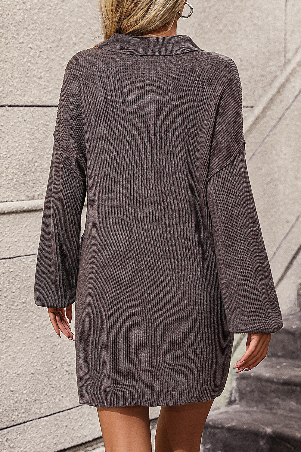 Collared Sweater Dress w/ Pockets