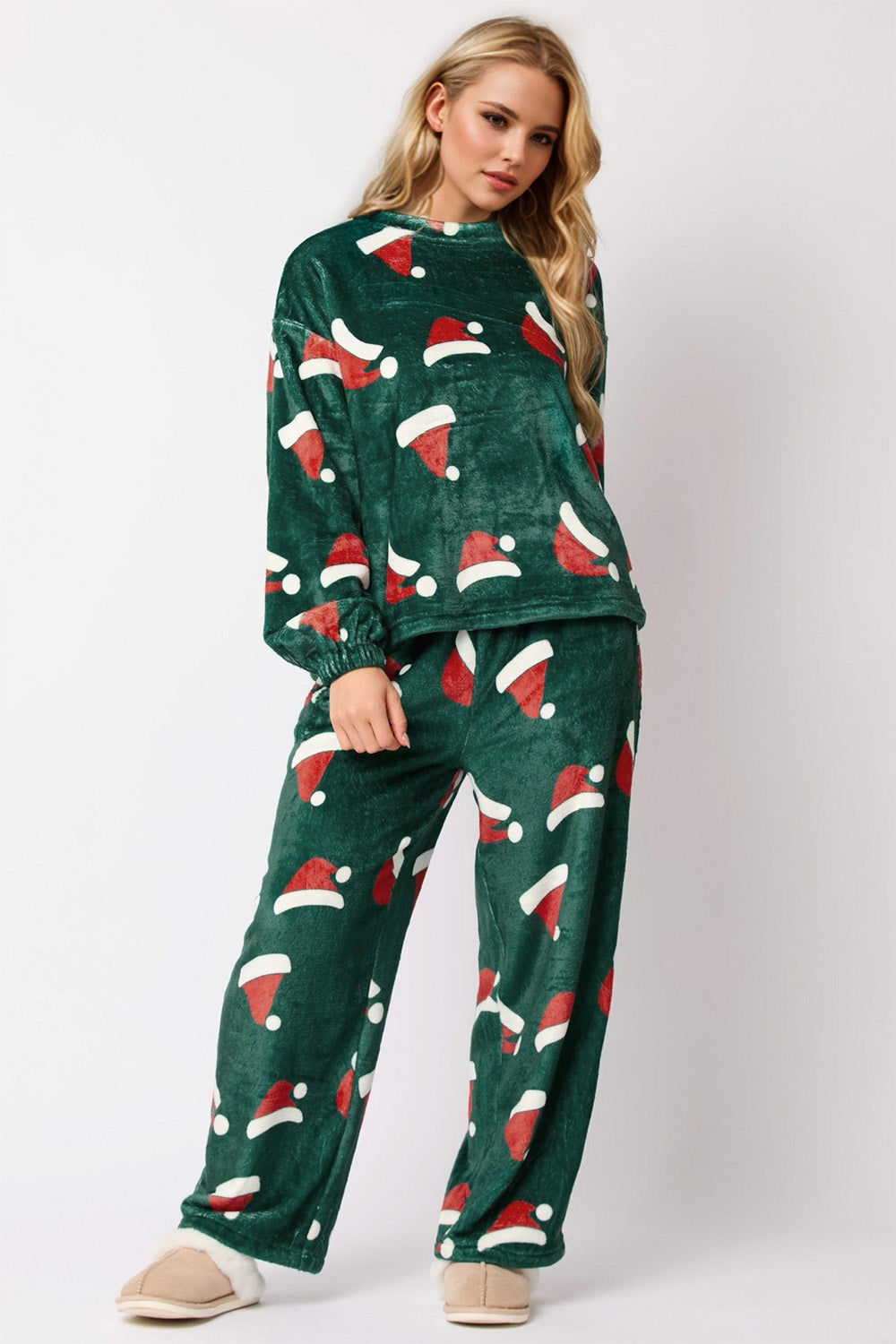 Christmas Hat Top & Pants Pajama Set