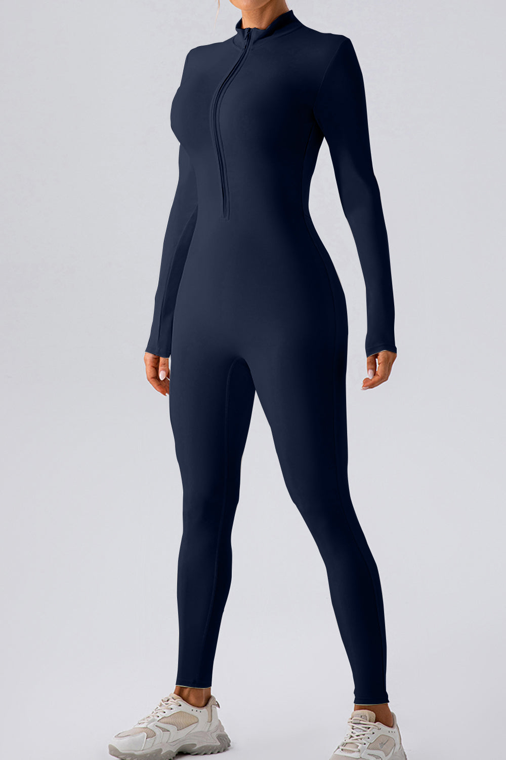 Half-Zip Mock Neck Active Jumpsuit