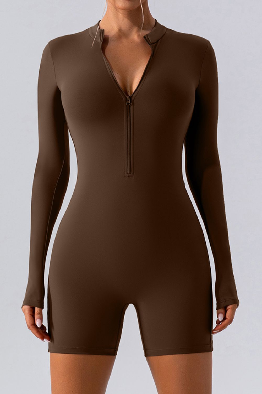 Half-Zip Long Sleeve Active Romper