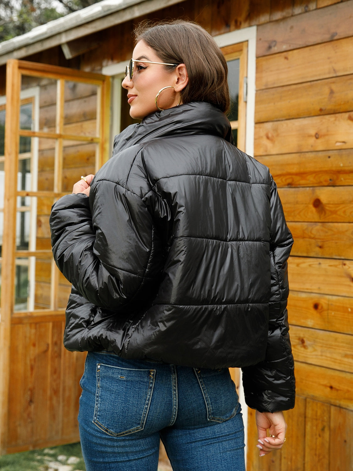 Zip-Up High Neck Puffer Coat