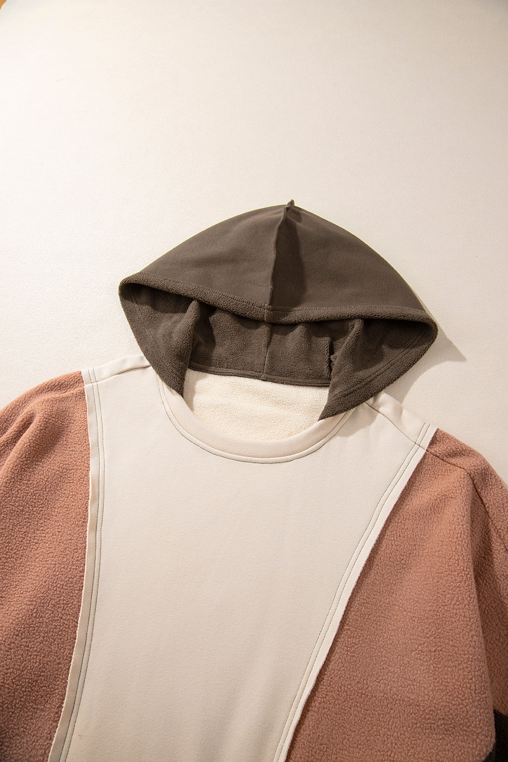 Plus Size Brown Colorblock Hoodie